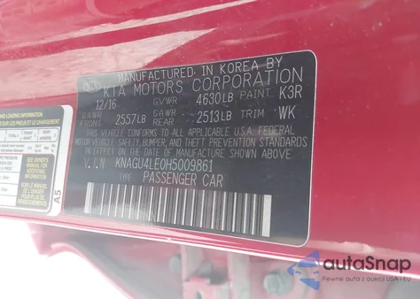 2017 Kia Optima Hybrid Ex из США, поврежденный, VIN KNAGU4LE0H5009861